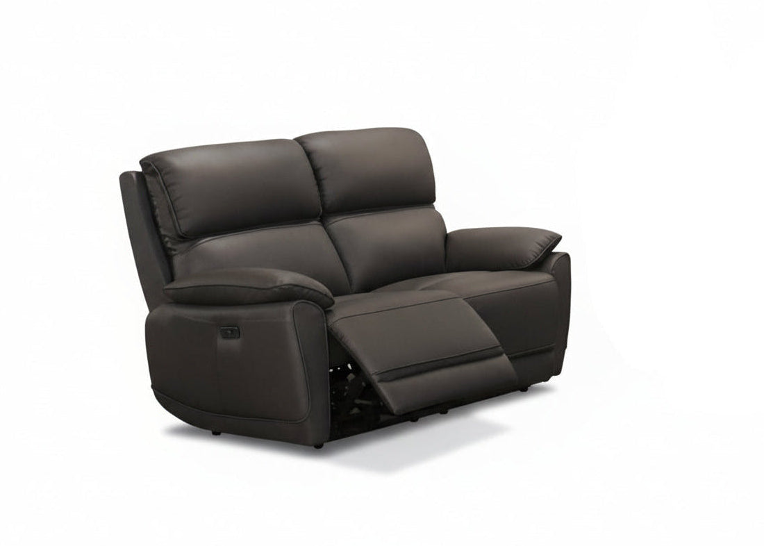 IF-8170 Power Recliner Loveseat, Soft Chocolate Brown, Genuine Leather/Match, USB Charging