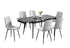 T-1472 | C-1473 Dining Set, 7Pc, 48"-71" Extension Table, Sintered Stone Black Mable, Light Grey Velvet Chairs