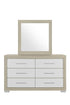 "EMMA" Dresser + Mirror, Natural White, 60" Wide, 6 Drawers