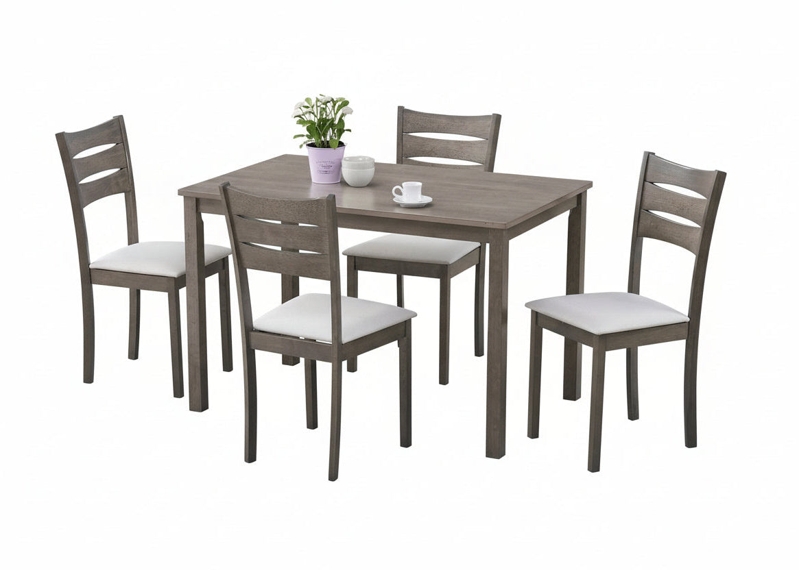 T-1050 | C-1052 - 5 Pc Dining Set, 48" Long Antique Grey Wood Table and Chairs