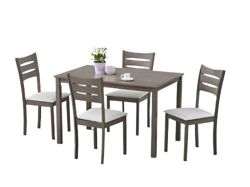 T-1050 | C-1052 - 5 Pc Dining Set, Antique Grey Wood Table and Chairs