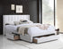 IF-5331 Bed, White, Soft Touch Creme Fabric, 3 Pull-Out Storage Drawers
