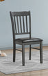 C-1032 Dining Chair, Black Faux Leather Seat, Antique Grey Wooden Frame