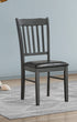 T-1030 | C-1032 Dining Set, 7 Pc, 63" Table + 6 Chairs, Antique Grey, Black Faux Leather Upholstered Cushion Seats