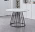T-1590 Dining Table, 48" Round, White Faux Marble Top, Black Pedestal Steel Base