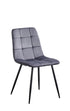 C-1592 Dining Chair, Grey, Velvet, Stitching Details, Black Metal Legs