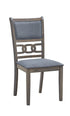 C-1084 Dining Chairs, Grey Frame, Dark Grey Fabric Upholstered Cushion Seats (Set of 2)