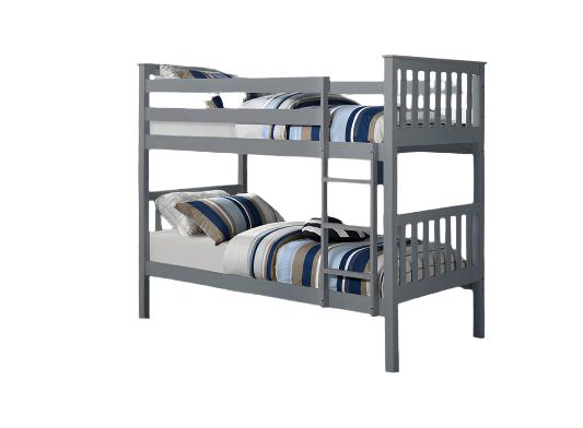 B-101 Bunk Bed, Grey, Single / Single, Wood