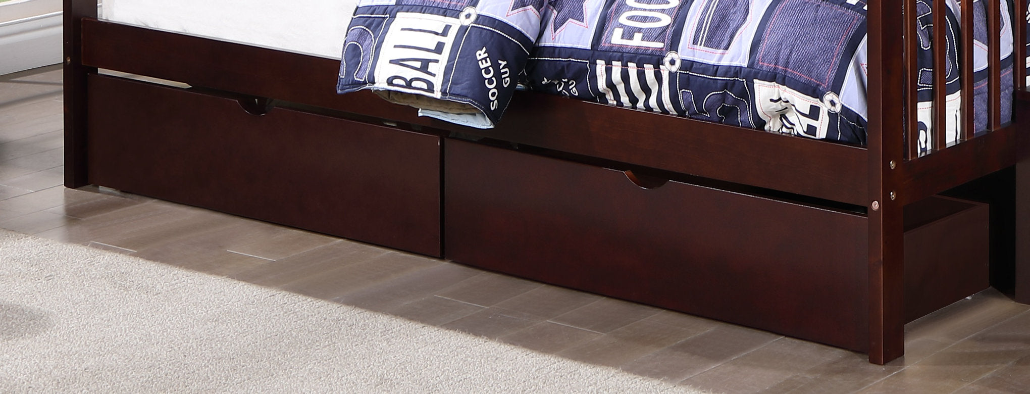 B-122 Bunk Bed, Espresso, Single / Double, Wood, Optional Pullout Storage Drawers