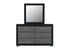 "EMMA" Dresser + Mirror, Black + Grey, 60" Wide, 6 Drawers