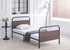 IF-5255 Bed, Black, Metal Frame, Brown Wood Panel Accents