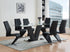 C-1782 Dining Chair,  Upholstered Black ‘Z’ Shape, Vertical Stitching Details, Chrome Legs