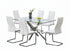 T-1448 | C-1575 Dining Set, 7 Pc, 63" Table + 6 Chairs, Chrome + Glass Table, Chrome + White Chairs