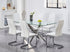 T-1448 | C-1575 Dining Set, 7 Pc, 63" Table + 6 Chairs, Chrome + Glass Table, Chrome + White Chairs
