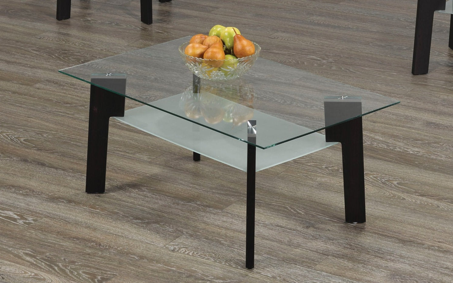 3 Pc  Coffee Table Set  - Black legs & Glass Top  IF-2082