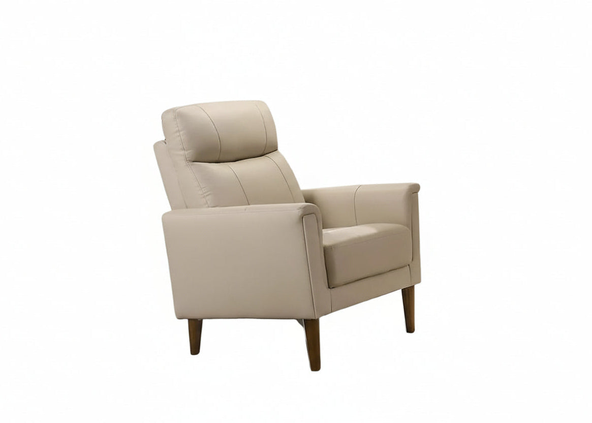 IF-8012 Armchair, Premium Soft Cream Beige Leather Match, Sleek Modern Design, High End Look