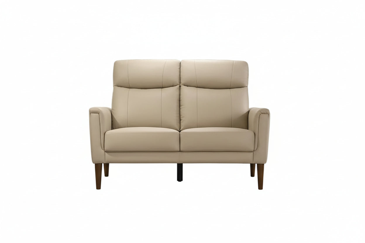 IF-8012 Loveseat, Premium Soft Cream Beige Leather Match, Sleek Modern Design, High End Look