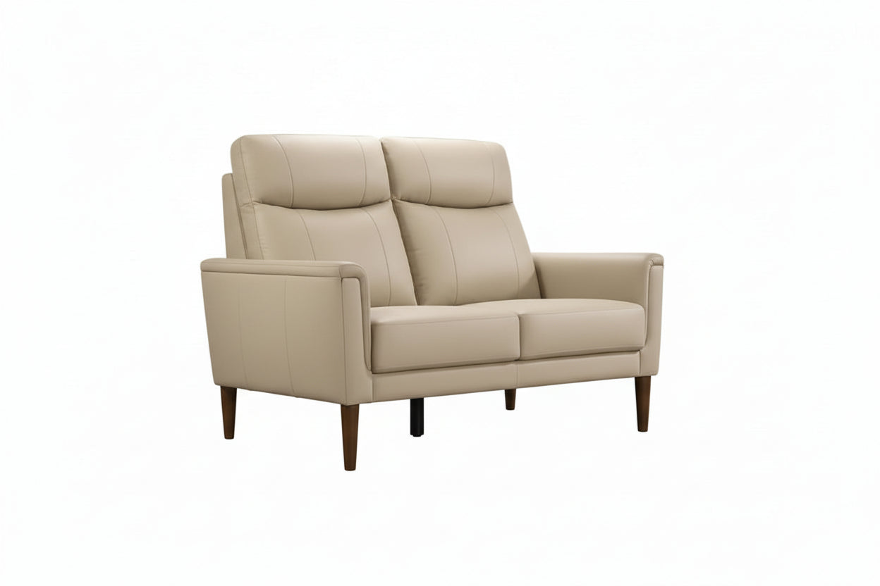 IF-8012 Loveseat, Premium Soft Cream Beige Leather Match, Sleek Modern Design, High End Look