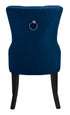 C-1222 Dining Chair, Blue, Velvet, Chrome Decorative Ring, Deep Button Tufting, (Set of 2)