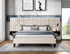 IF-5561 Bed, Beige, Velvet, Includes 2 Brown Night Stands