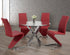 5Pc  Dining Set - Round Glass Table with Red "Z" Chairs  T-1447 | C-1788