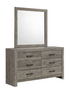 "CHARLOTTE" Dresser + Mirror, Shiplap Grey, 6 Pullout Drawers