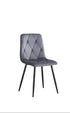 C-1632 Dining Chair, Dark Grey, Velvet, Modern Diamond Pattern Stitching Details, Set of 2