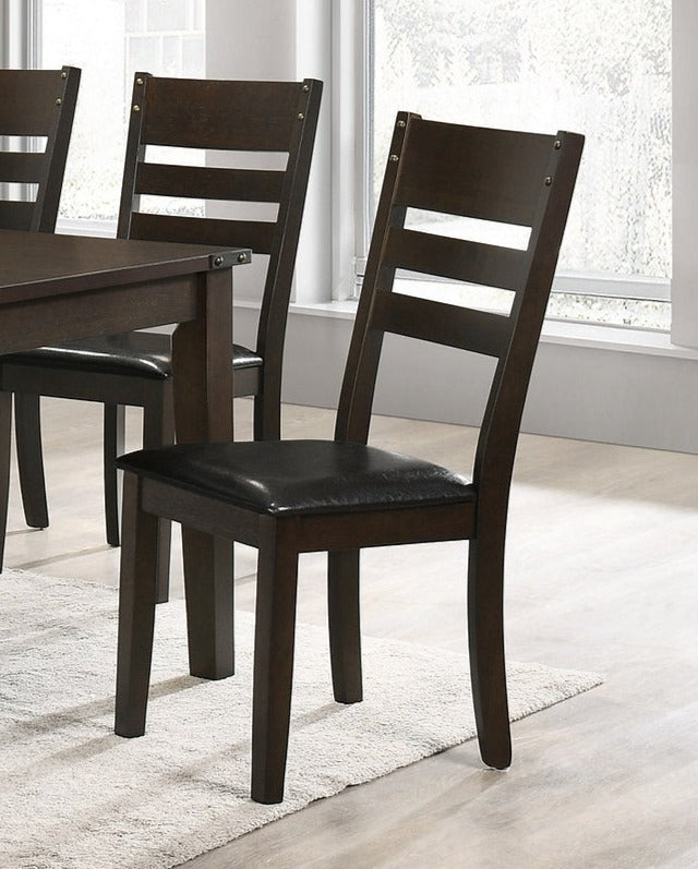 Dining Chair, Dark Brown with  Espresso Padded Seat (Set of 2)  C-1091