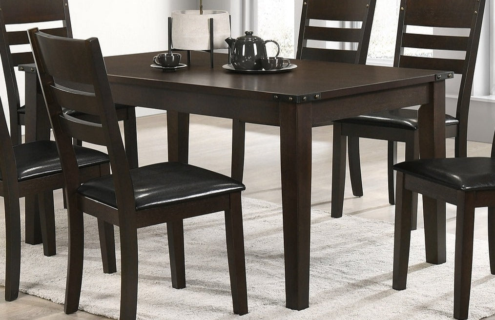 7 Pc Dining Set - 60" Wooden Table and 6 Chairs  T-1090 | C-1091