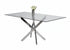 T-1448 | C-1261 Dining Set, 7 Pc, 63" Table + 6 Black Tufted Velvet Chairs, Chrome Steel Table Legs, Glass Top