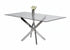 T-1448 | C-1576 Dining Set, 7 Pc, 63" Table + 6 Chairs, Chrome + Glass Table, Chrome + Grey Chairs