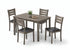 T-1050 | C-1053  Dining Set, 5 Pc, 48" Table + 4 Chairs, Antique Grey, Black Faux Leather Seat Chairs