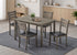 T-1050 | C-1053  Dining Set, 5 Pc, 48" Table + 4 Chairs, Antique Grey, Black Faux Leather Seat Chairs