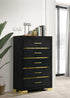 IF-100 Chest, 5 Drawer, Black, Velvet, Gold Legs and Hardware
