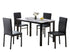 IF-1056 Dining Set, 5 Pc, 48" Table + 4 Black Chairs, White Faux Marble Top Table