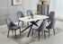 T-1530 | C-1532 Dining Set, 7Pc, 63" Table, Sintered White Marble Top, Dark Grey Velvet Chairs