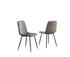 C-1817 Dining Chair, Soft Grey Velvet, Stitching Details, Black Steel Legs, (Set of 2)