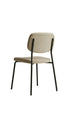 C-1651 Dining Chairs, Cream Textured Fabric, Rounded Cushioned Backrest and Seat, (2 Piece Set)