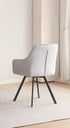 C-1411 Dining Chair, Light Grey, Velvet, 360 Degree Swivel, Vertical Stitching on Back,  Set of 2