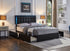 IF-5400 Bed, Black, Faux Leather, Adjustable Height HB, Contemporary Button Tufted Headboard