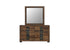 "OPTIMUS" Dresser + Mirror, Two Tone Dark Brown + Walnut Color, 6 Drawers
