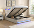 IF-5404 Lift Bed, Beige, Fabric, Button Tufting, Under Bed Storage, Hydraulic Lift for Easy Lifting, USB Charging, LED Accent Lighting, Remote Control