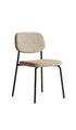C-1651 Dining Chairs, Cream Textured Fabric, Rounded Cushioned Backrest and Seat, (2 Piece Set)