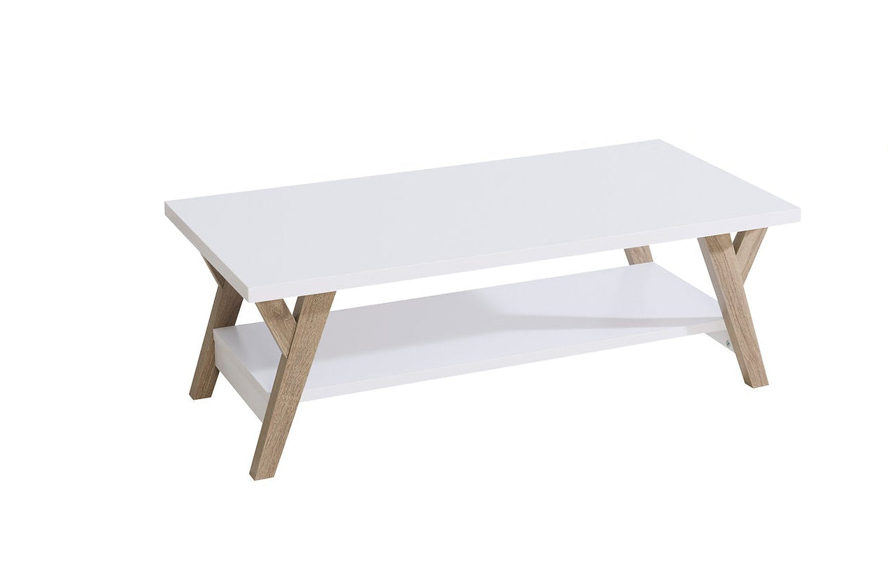 IF-3506 Coffee Table Set, 3Pc, White Top, 48" Coffee Table, 22" End Tables, Natural Frame