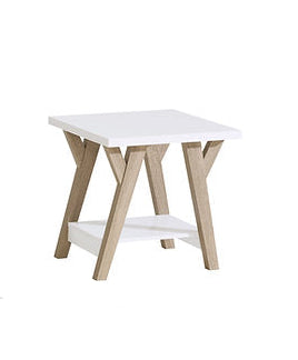 IF-3506 Coffee Table Set, 3Pc, White Top, 48" Coffee Table, 22" End Tables, Natural Frame