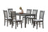 T-1030 | C-1031 Dining Set, 7 Pc, 63" Table + 6 Chairs, Antique Grey, Fabric Upholstered Cushion Seats