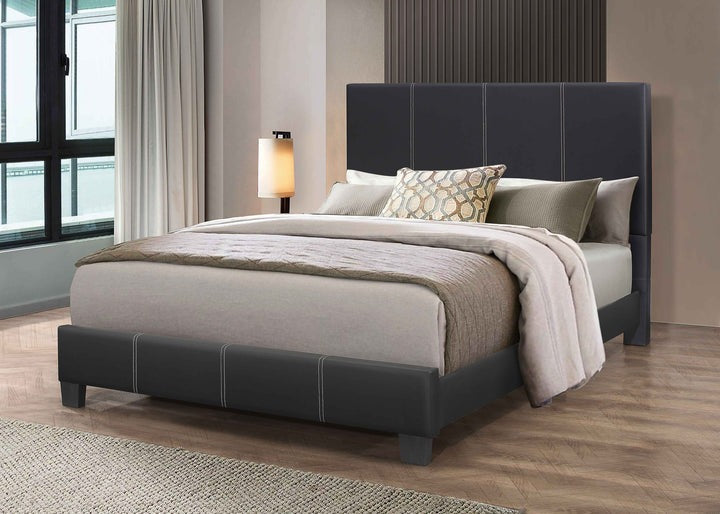 Bed - Black Faux Leather with Padded Headboard IF-5470