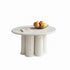 IF-2680 Coffee Table, Round Top, Light Travertine Look, Sculptural 4 Column Pedestal