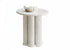 IF-2680 End Table, Round Top, Light Travertine Look, Sculptural 4 Column Pedestal, Sold Each
