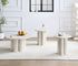 IF-2680 Coffee Table Set, 3Pc, Round Top, Light Travertine Look, Sculptural 4 Column Pedestal